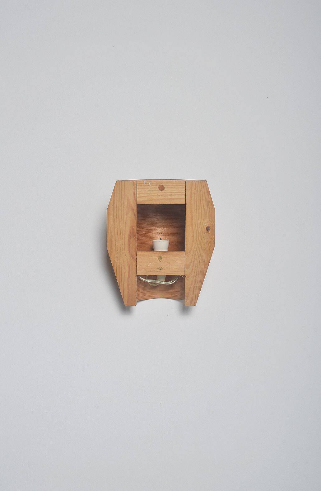 Scandinavian wooden wall lamp in pine veneer, 1960s