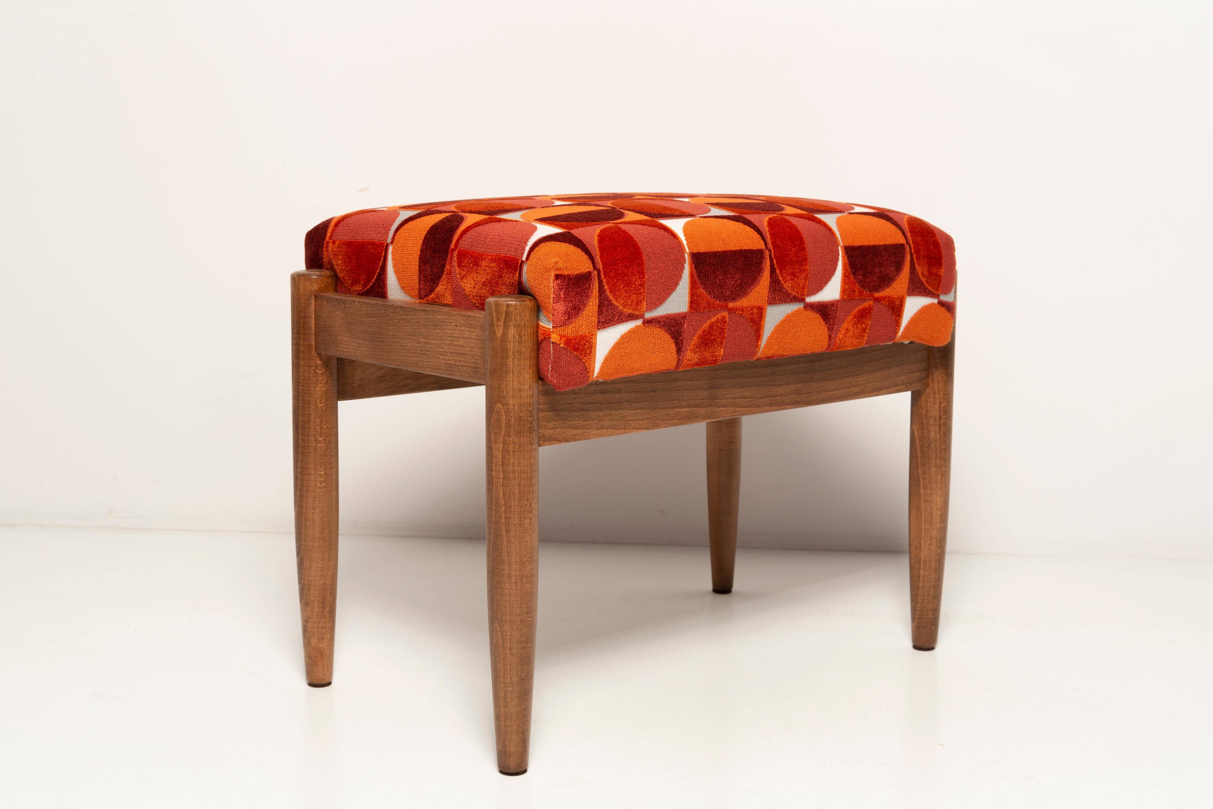 Vintage red and orange mid-century stool, Edmund Homa, 1960s
