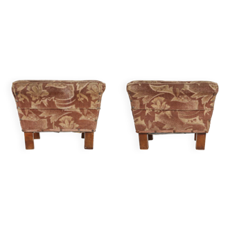 Lot de 2 poufs Art Déco avec revêtement d'origine, France 1930