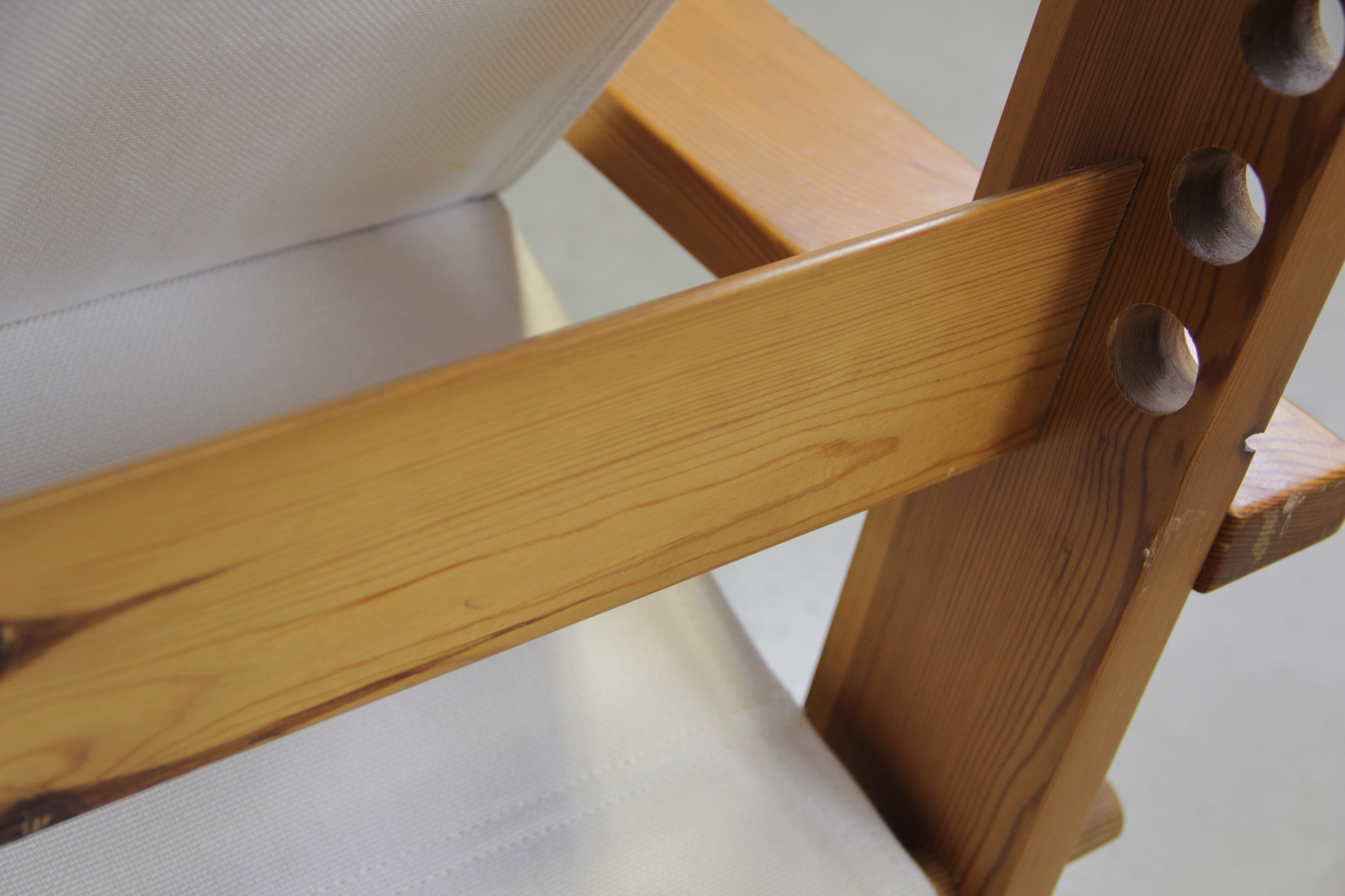 Italian brutalist pine sling chair