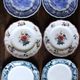 A set of 6 flat plates pairs Sarreguemines Lunéville Blue Flowers.