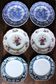 A set of 6 flat plates pairs Sarreguemines Lunéville Blue Flowers.