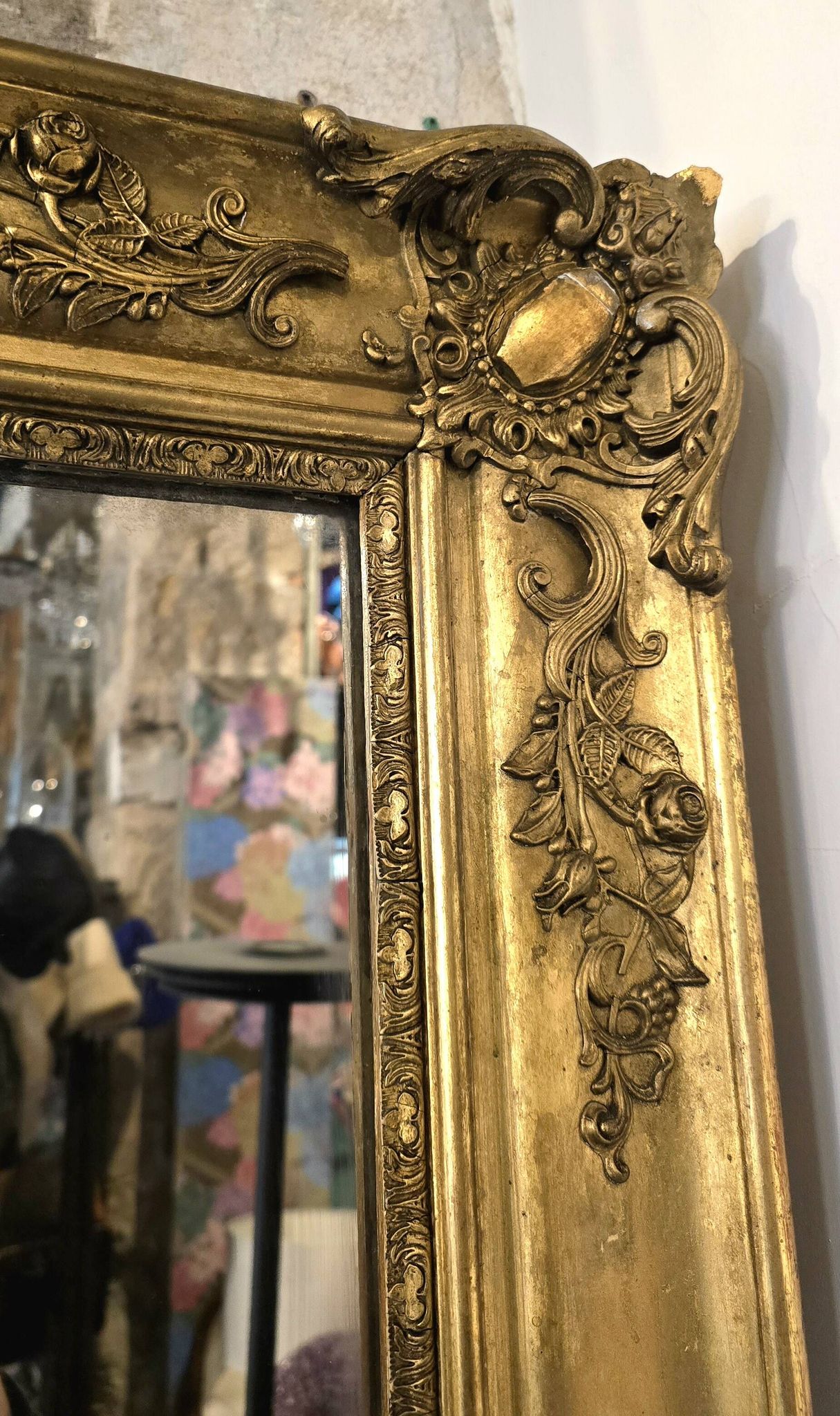 Rectangular mirror from the Empire period, mercury glass 18th century