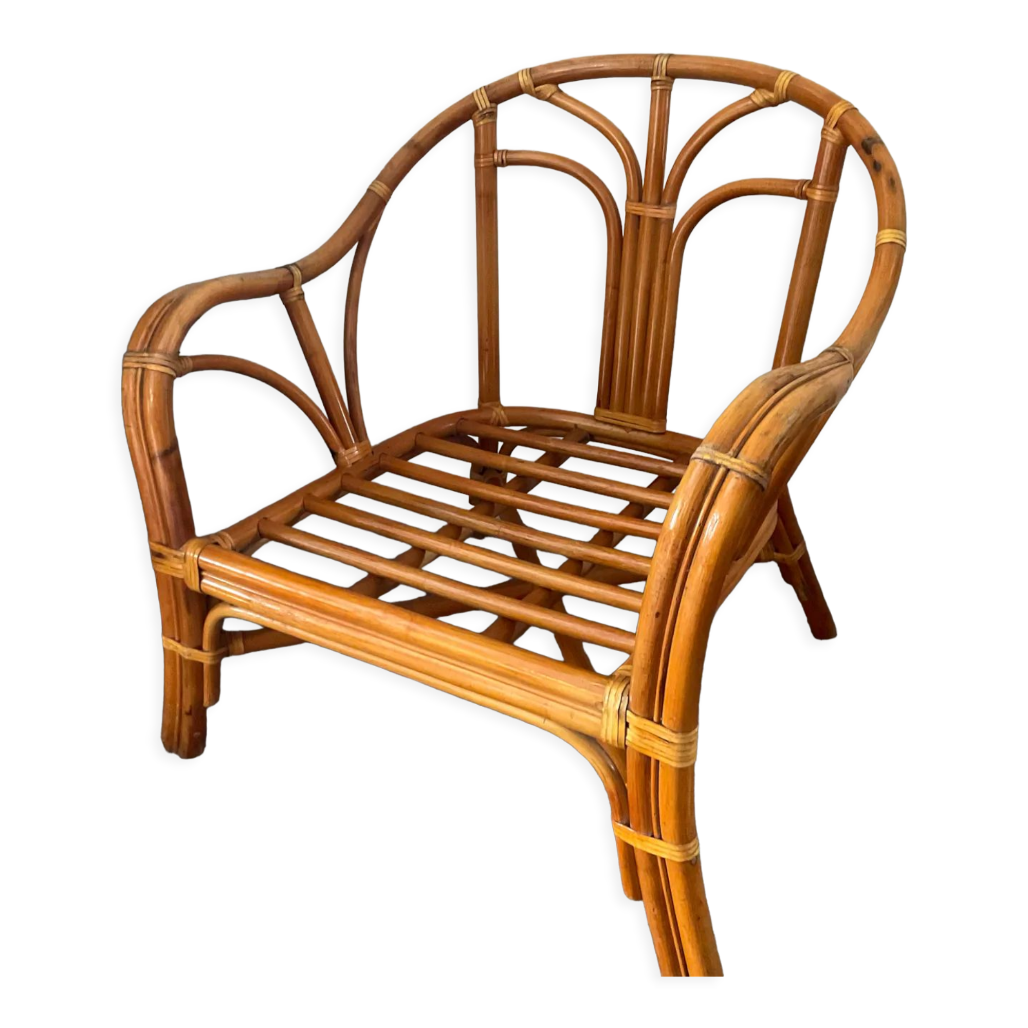 Vintage rattan armchair 70s