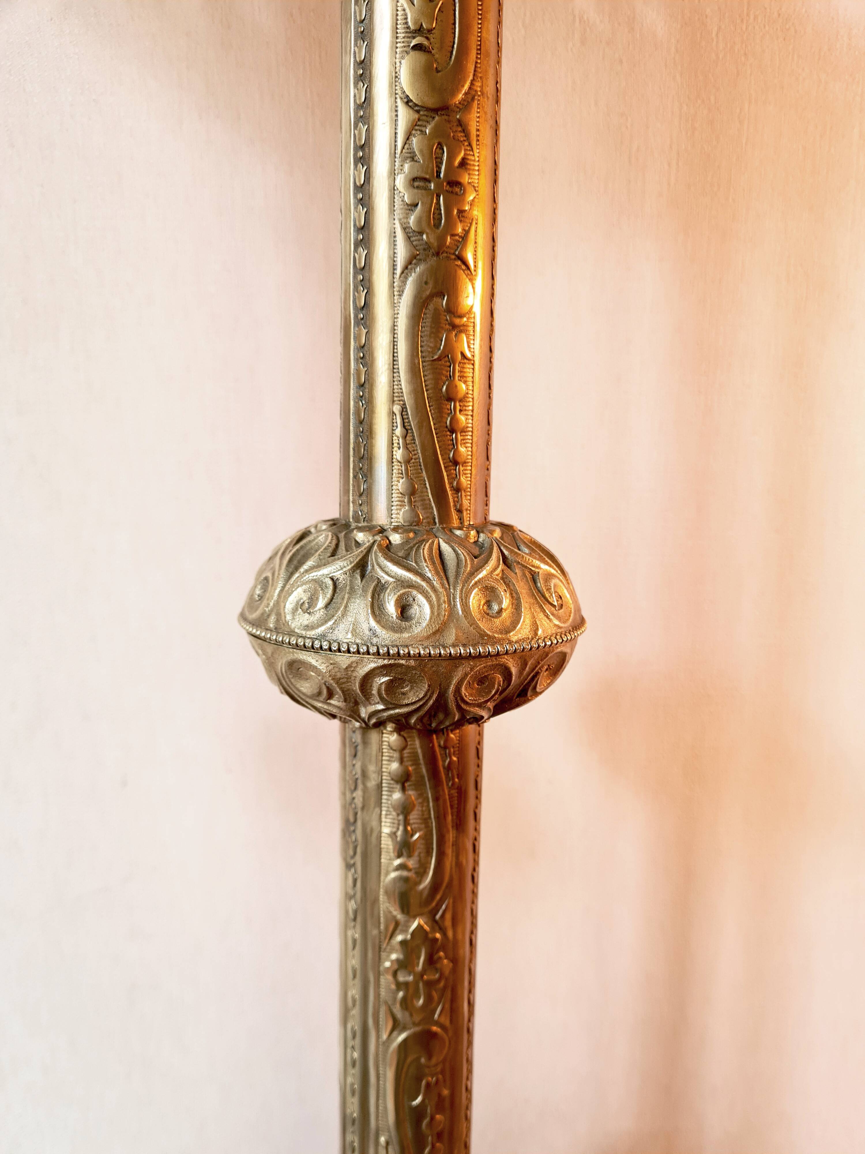Pair of large Empire solid brass candlesticks – 78 cm