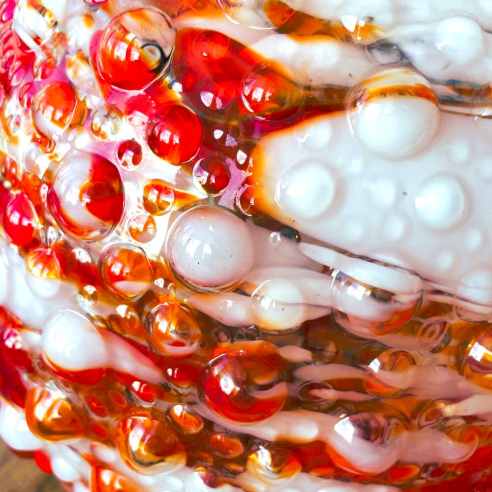 Large red art glass statement pendant