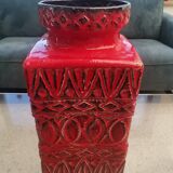 Large BAY Keramik Floor Vase 45 cm Red Vintage West Germany Bodo Mans