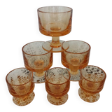 6 petits verres vintages oranges