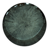 Modern Sculptural Concave Blue Glass Round French Mirror, Unique Piece