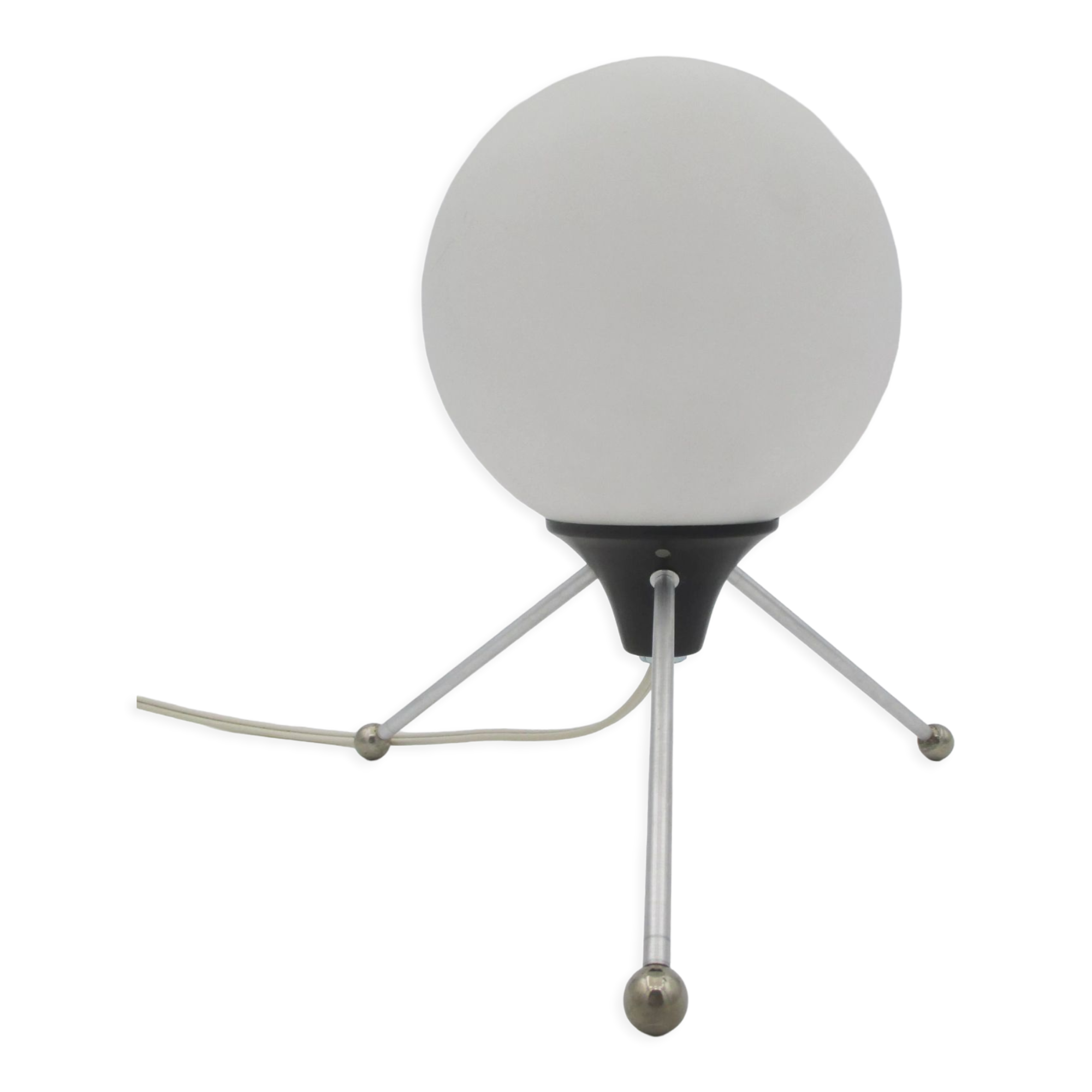 Vintage metal and opaline tripod lamp