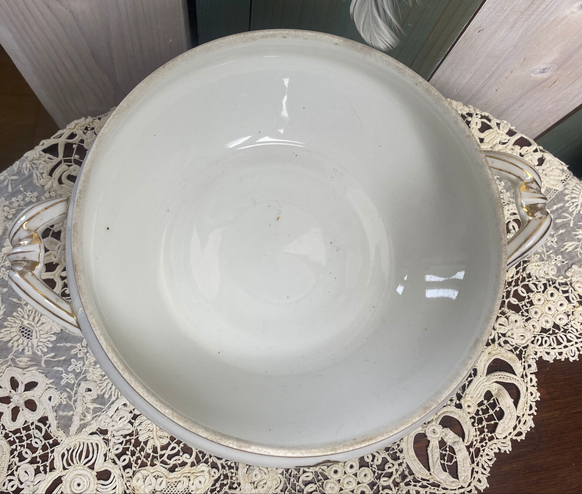 Vegetable dish in porcelain from Vierzon, 19th century.