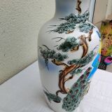 Large earthenware vase with peacock motif