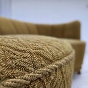 1960s, Danish 2-seater "Banan" sofa, green furniture wool, ash wood.