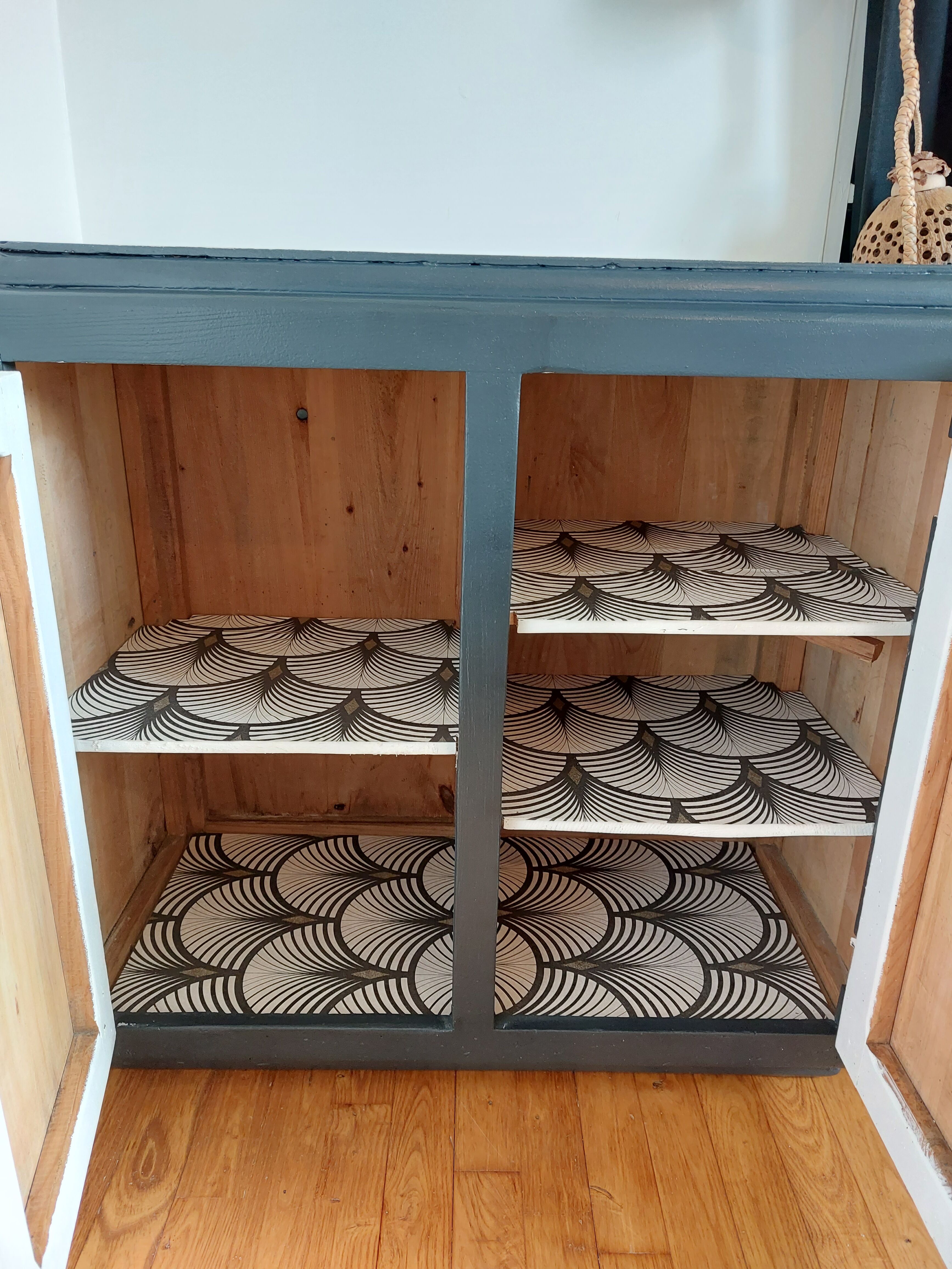Charcoal grey sideboard, marble top