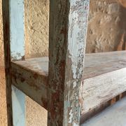 Blue lacquered teak shelves