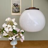 Vintage globe pendant lamp in white opaline