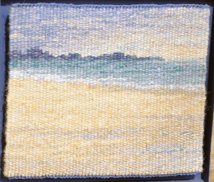 Mixed media painting signed Mireille Veauvy – acrylic and integrated tapestry