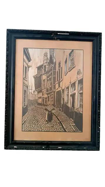 Flemish engraving hand-painted signed r.verhulst 1943