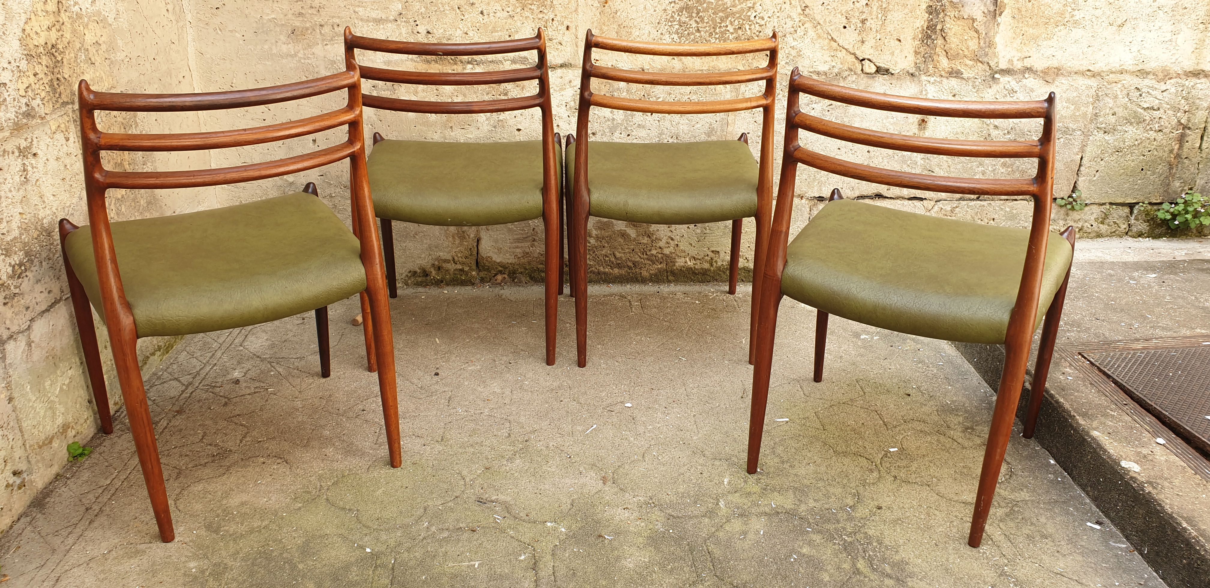 Set of 4 chairs model 78 by Niels Otto Moller for JL Mollers
