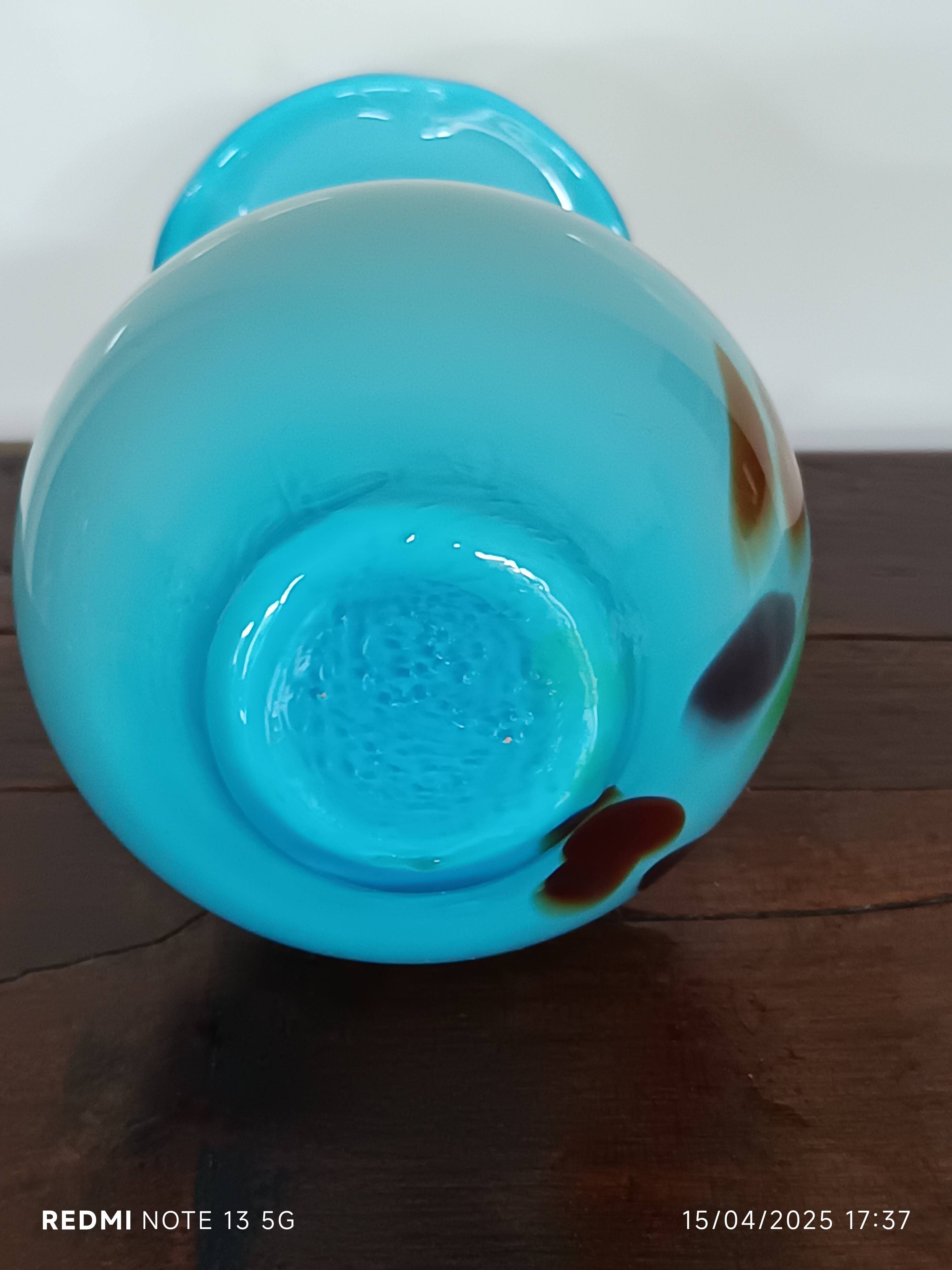 vintage turquoise opaline vase from the 60s