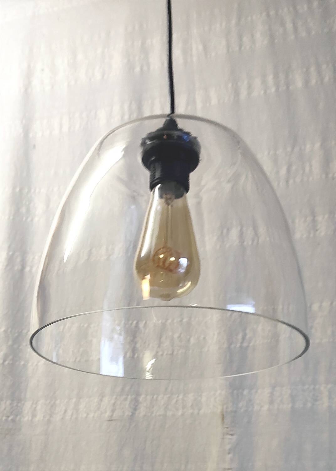 Vintage glass bell pendant light - late 20th century