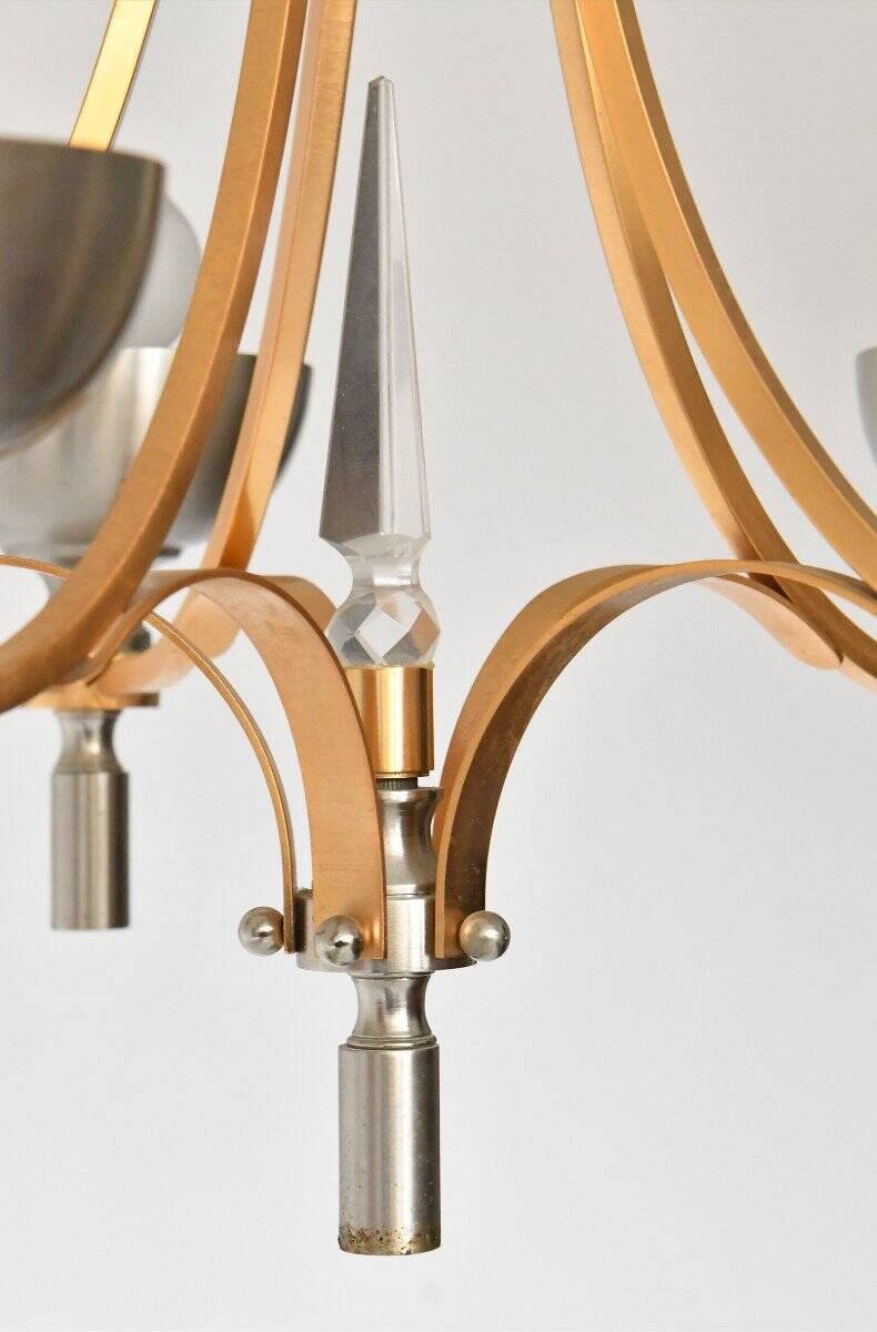 Vintage chandelier in gold and silver metal