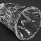 Large crystal vase carved with shuttle decoration. St. Louis. Art Deco.