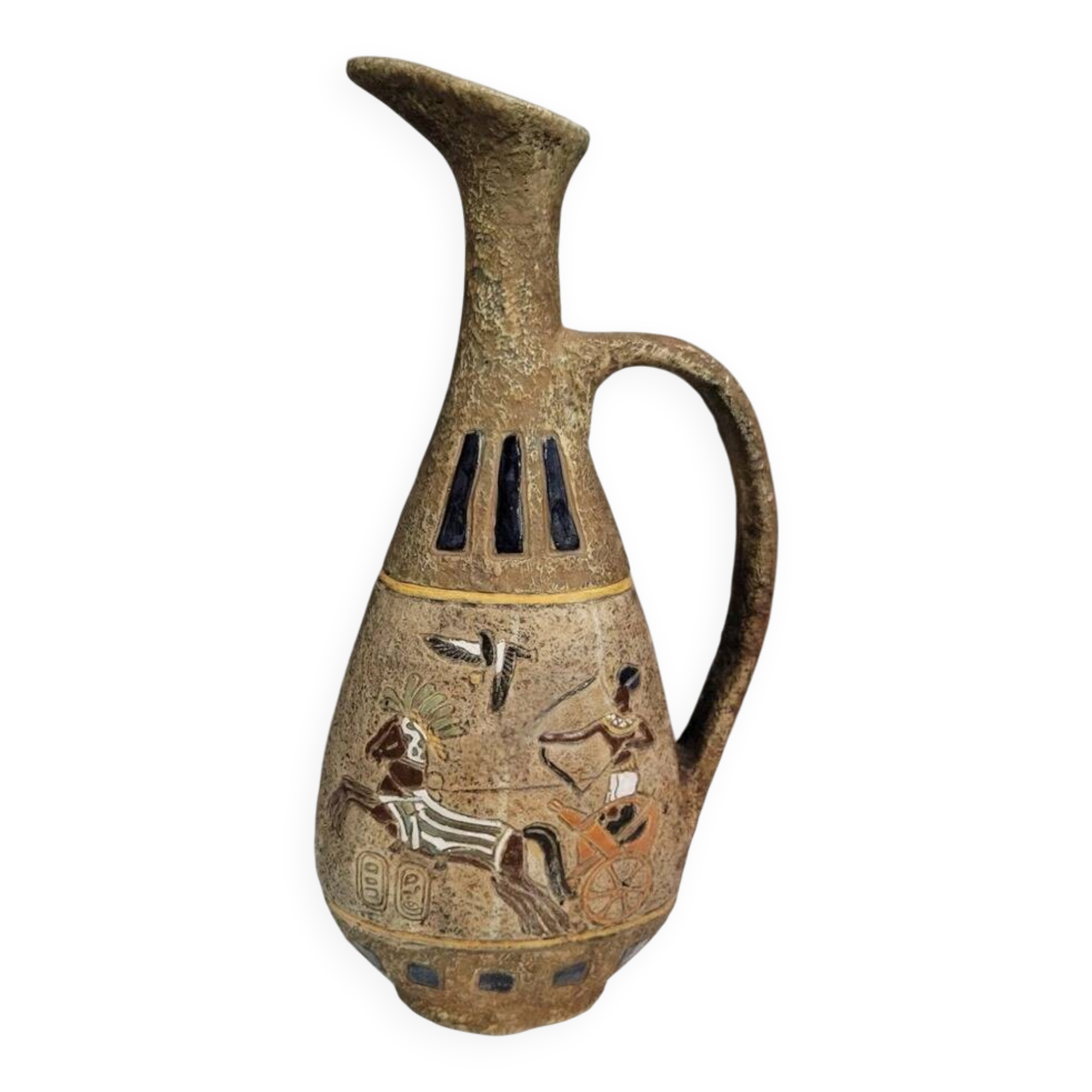 Atelier Garnier pottery: large pitcher with Lascaux decorations + André bowl
