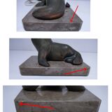 art deco seal lamp marble opaline metal