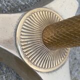 Vintage brass floor lamp in scale and opaline 1950