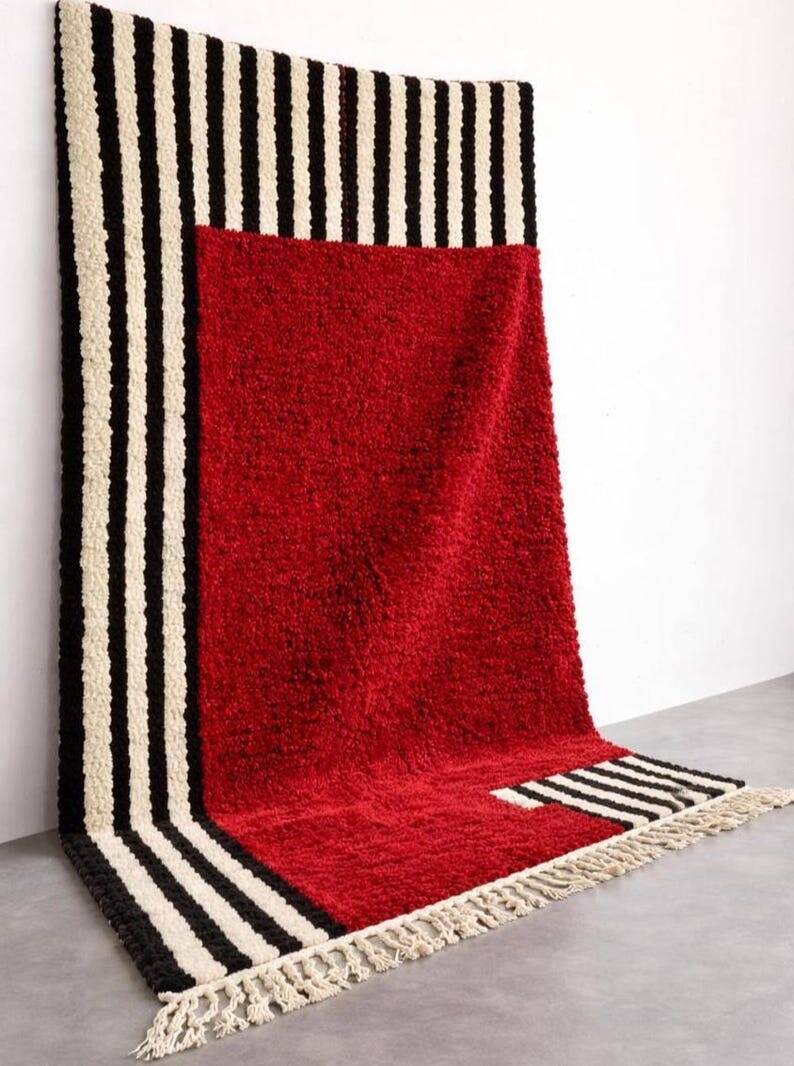 Handwoven pure wool rug with colourful patterns, size 150/250 cm.