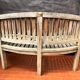 oval garden bench vintage solid teak "franck west" rare curved shape