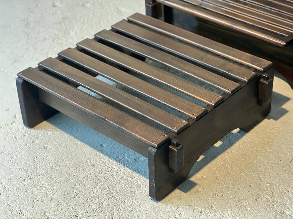 Wooden armchair with ottoman 1965