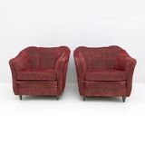 Pair of Gio Ponti Mid-Century Modern Velvet Armchairs for Casa e Giardino
