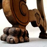 Solid oak farm table with lion's paws - Art Deco period circa 1930