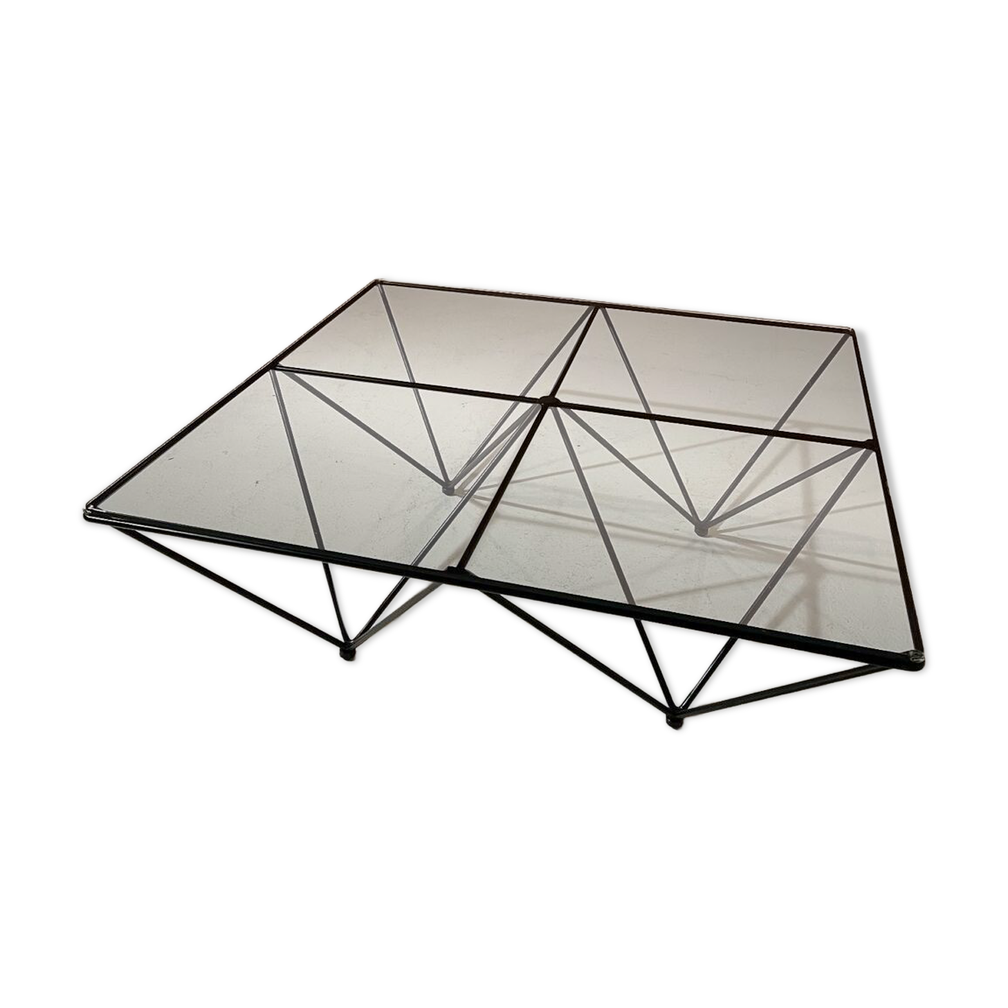 Alanda-style glass and steel coffee table from 1990.