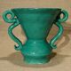 Vase 2 handles vintage green 50's Jean Austruy Saint Marcellin