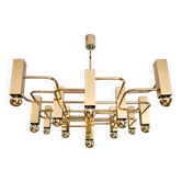 Geometric brass chandelier, design by Gaetano Sciolari, Boulanger, 1970.