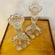 Pair of molded glass candle holders - Vallerysthal crystal