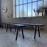 Paire de bancs de ferme en chêne massif 3m