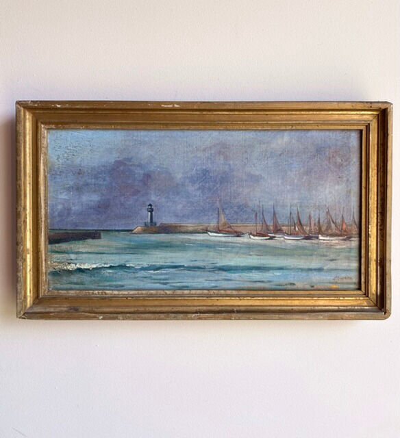 Ancient painting, Marine , signed and dated 1935