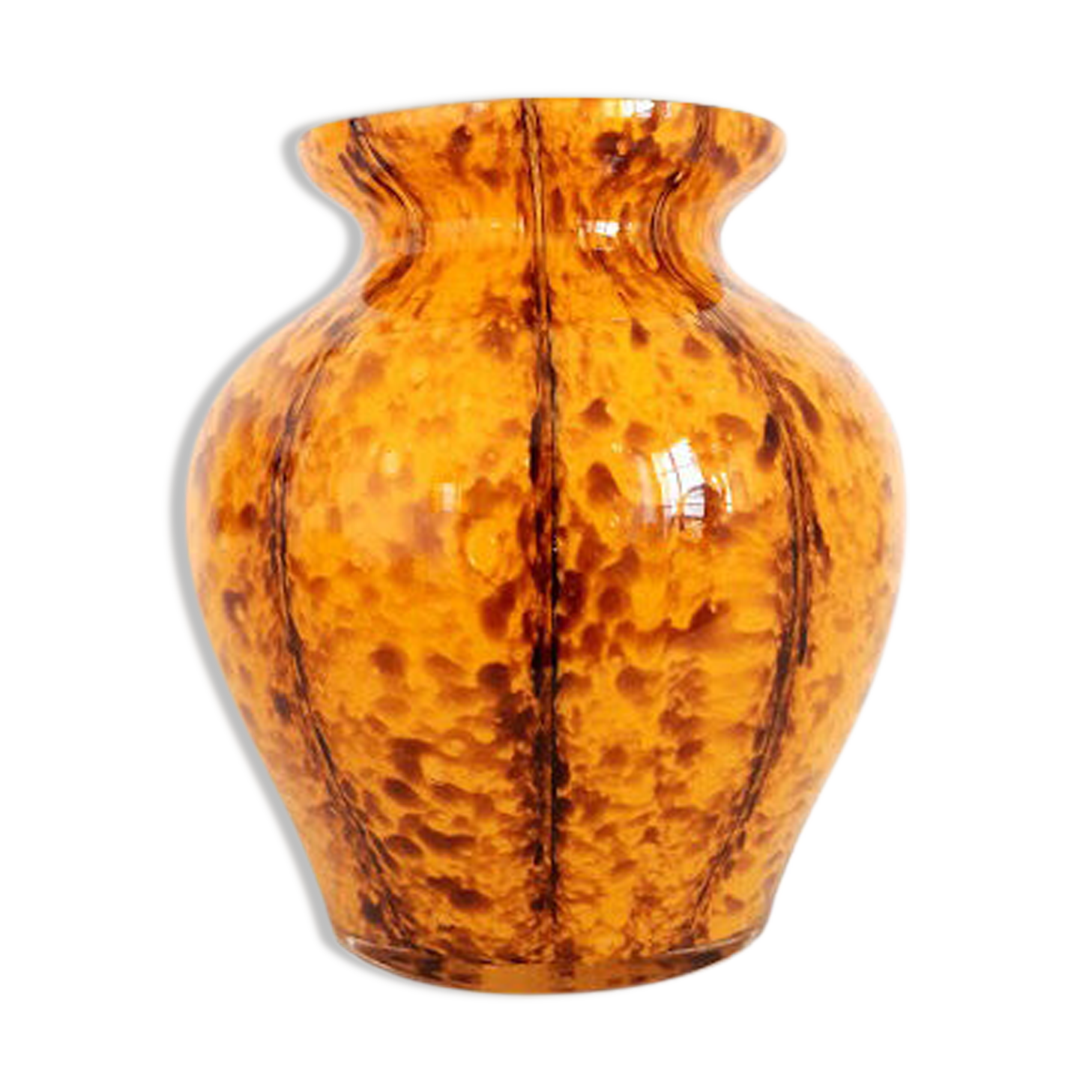 Murano style yellow blown glass vase