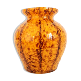Murano style yellow blown glass vase