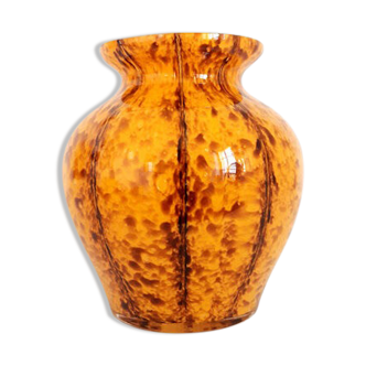 Vase verre soufflé jaune style Murano