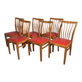 Ensemble de 6 chaises de salle à manger en bois sixties