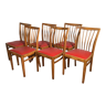 Ensemble de 6 chaises de salle à manger en bois sixties