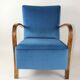 Fauteuil en velours bleu Art Déco, années 1960