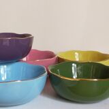 Six vintage multicolored ceramic bowls-cups