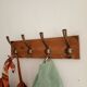 Wall-mounted coat rack in wood – 4 metal hooks – 45 cm
