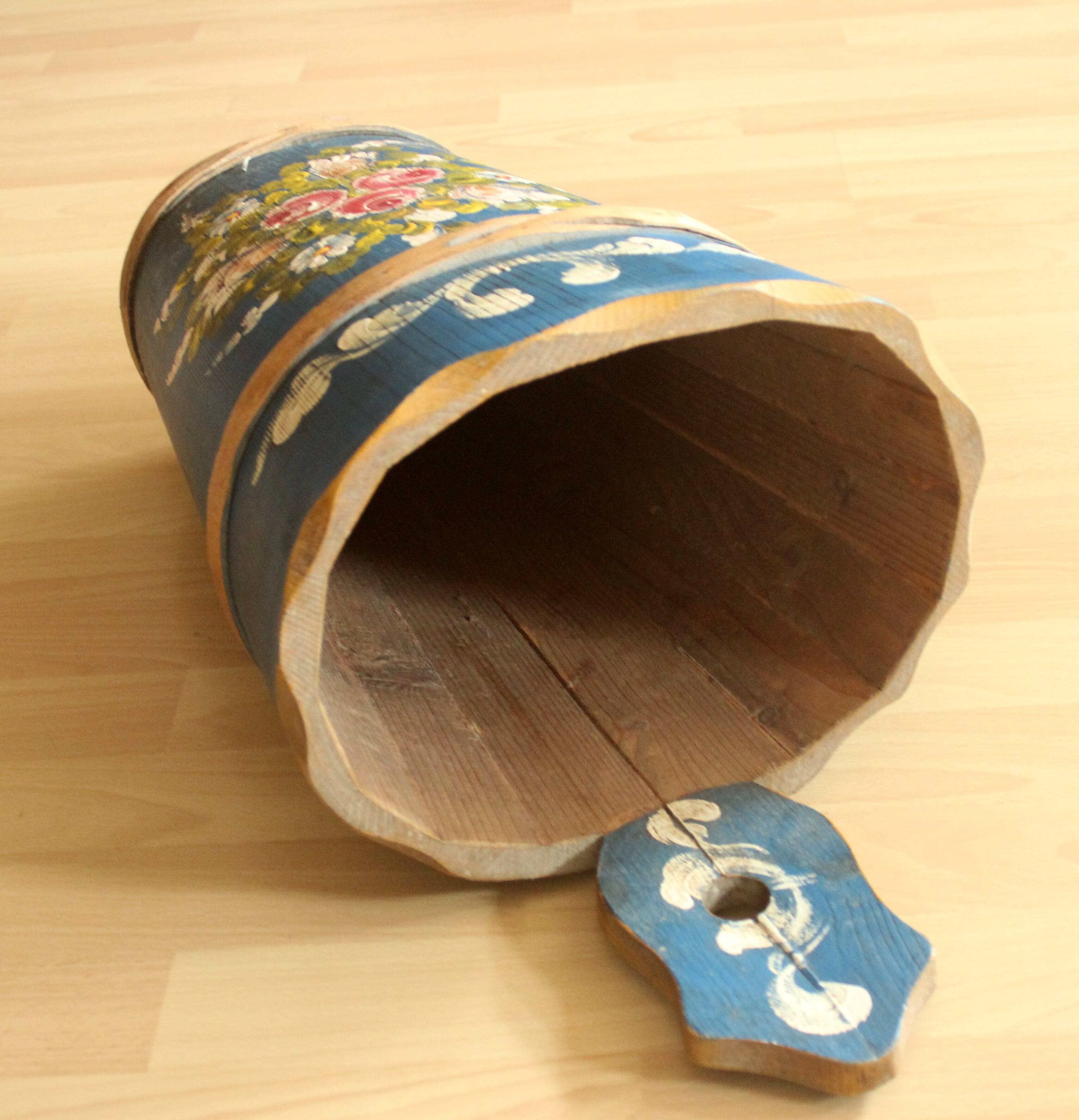 Handmade handpainted wooden umbrella stand - vintage
